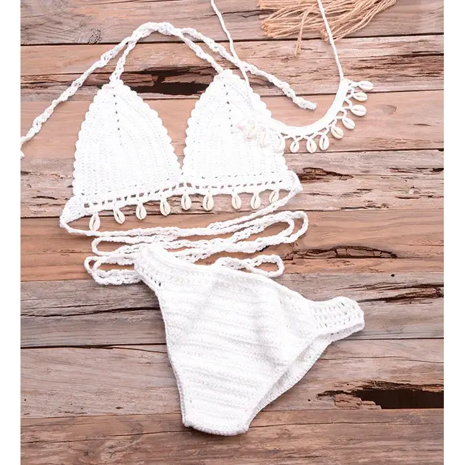 3pcs Shell Bikini Set-shell bikini-shell swimmwear-shell clothing-boho beach style-beach outfit