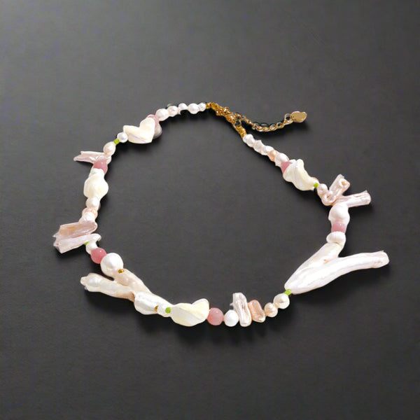 shell necklace-natural stone beaded necklace-gold beaded jewelry-shell jewelry-shell necklace-beaded necklace
