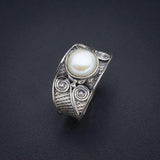 Bohemian Spirit Pearl Ring on finger-silver bohemian pearl ring-boho style pearl ring-shell ring