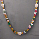 Boho-Spirit_Rainbow_Pearl_Necklace_model-rainbow shell necklace-shell necklace-peal boho necklace-ocean stone necklace