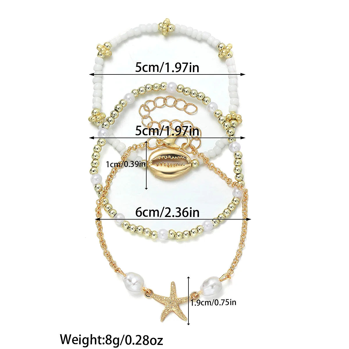 boho_pearl_and_shell_bracelet_wrist-shell bracelet- coastal look-beach style-shell jewerly-seashell jewelry-layered bracelet-cowrie bracelet