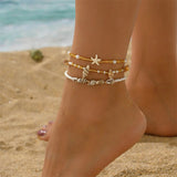 Boho_Seashell_Starfish_Anklet_Set-shell anklet-shell jewelry-boho style-beach outfit-boho chic style-bohemian jewelry-coastal look-beach style