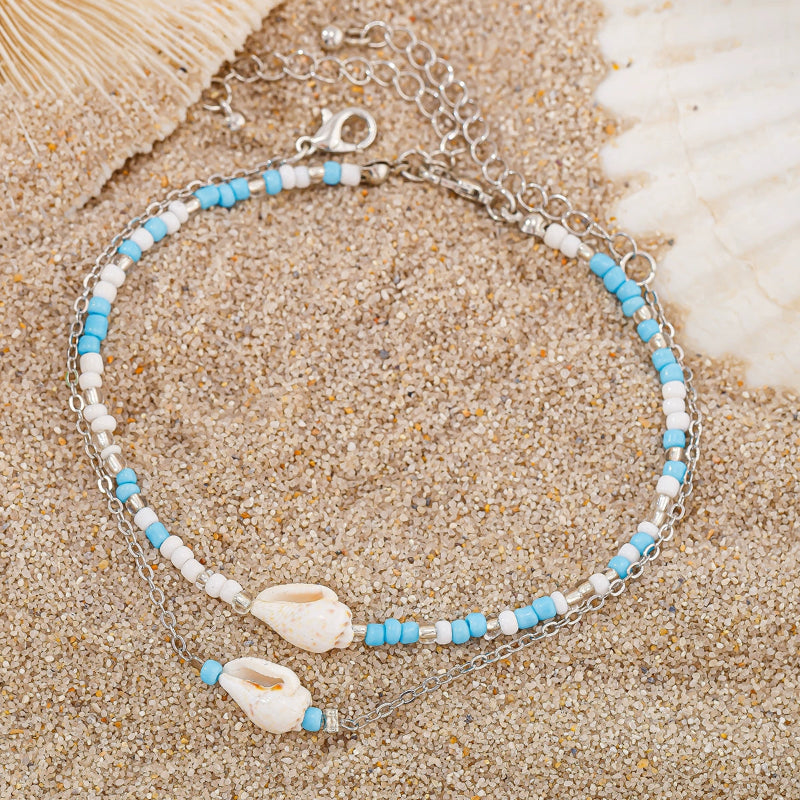 Boho_Shell_Anklet_Duo-shell anklet-shell jewelry-boho style-beach outfit-boho chic style-bohemian jewelry