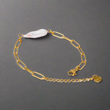 Bold Baroque pearl link necklace-pearl necklace-bold chain necklace-shell jewelry-shell necklace-
