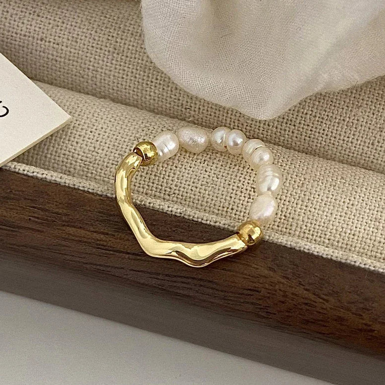 Coastal_Breeze_Pearl_Ring -silver pearl beaded ring-pearl ring-silver shell ring