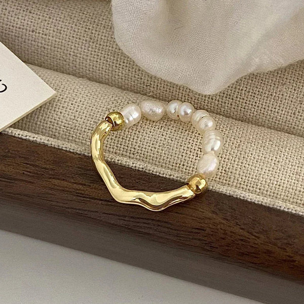 Coastal_Breeze_Pearl_Ring -silver pearl beaded ring-pearl ring-silver shell ring