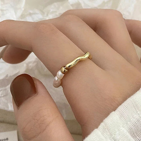 Coastal_Breeze_Pearl_Ring -silver pearl beaded ring-pearl ring-silver shell ring