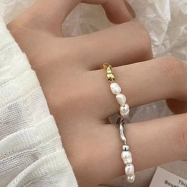 Coastal_Breeze_Pearl_Ring -silver pearl beaded ring-pearl ring-silver shell ring