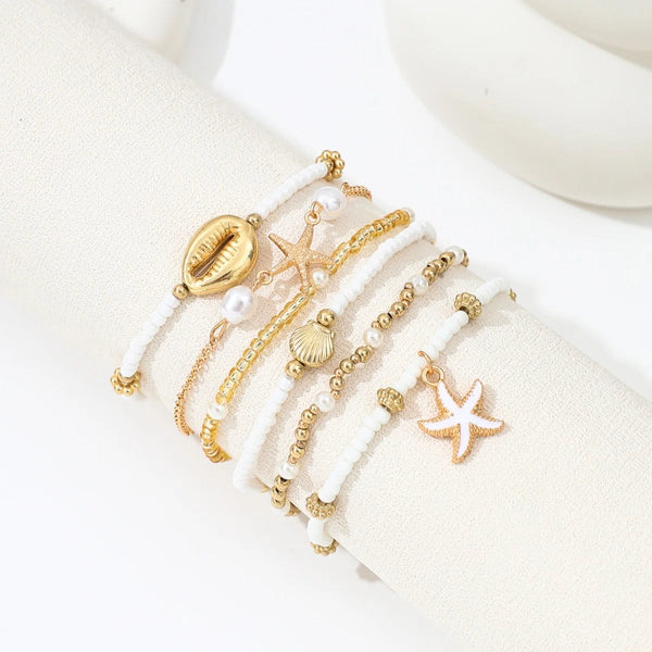 Coastal_Dream_Shell_Bracelet_Set-shell jewelry-boho style-beach outfit-boho chic style-bohemian jewelry-coastal look-beach style
