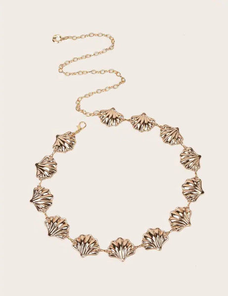 Dune Dream Shell Waist Chain-golden shell belt-gold shell belt conch shell belt-shell jewelry-boho chic style-weddind style belt