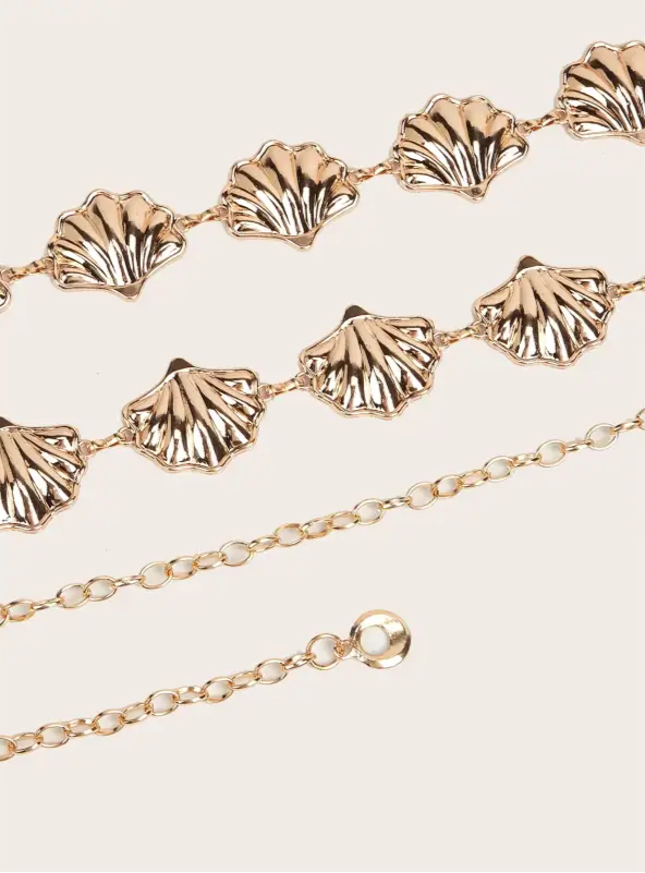 Dune Dream Shell Waist Chain-golden shell belt-gold shell belt conch shell belt-shell jewelry-boho chic style-weddind style belt