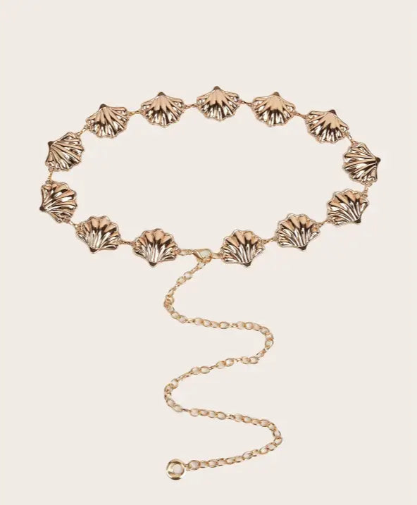 Dune Dream Shell Waist Chain-golden shell belt-gold shell belt conch shell belt-shell jewelry-boho chic style-weddind style belt