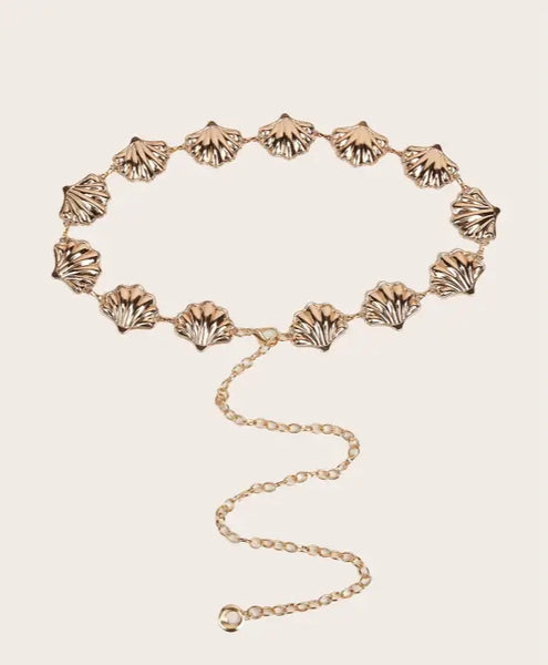 Dune Dream Shell Waist Chain-golden shell belt-gold shell belt conch shell belt-shell jewelry-boho chic style-weddind style belt