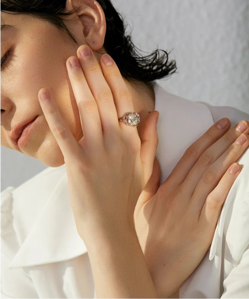 Entwined Pearl silver Ring_SHELL RING_SHELL JEWERLY_PEARL RING_SILVER PEARL RING