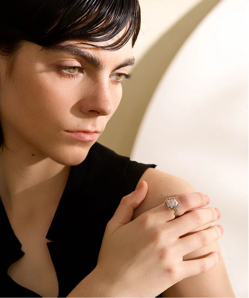 Entwined Pearl silver Ring_SHELL RING_SHELL JEWERLY_PEARL RING_SILVER PEARL RING