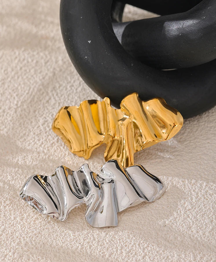 Gilded Flow Sculptural Brooch-shell brooch-seaweed brooch-geometric brooch