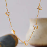 Gold-Kissed Shell Heart Necklace-shell necklace-heart necklace-mother of pearl shell necklace-shell necklace-heart necklace-mother of pearl shell necklace