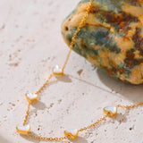 Gold-Kissed Shell Heart Necklace-shell necklace-heart necklace-mother of pearl shell necklace-shell necklace-heart necklace-mother of pearl shell necklace