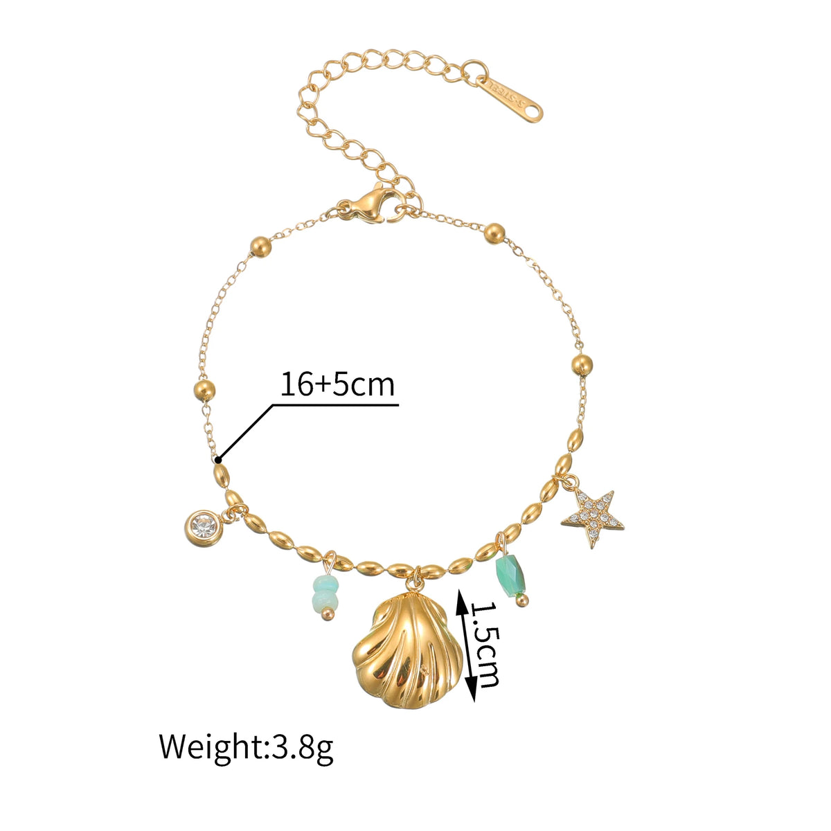 Gold_Cowrie_Shell_Rainbow_Gemstone_Bracelet-shell jewelry-boho style-beach outfit-boho chic style-bohemian jewelry-coastal look-beach style