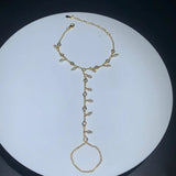 Gold_Pearl_Zirconia_Hand_Chain_Bracelet-hand bracelet-shell bracelet-shell jewelry-boho style-beach outfit