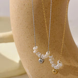 shell necklace- coastal look-beach style-shell jewerly-seashell jewelry-pearl necklace-gold pearl necklace-silver pearl necklace