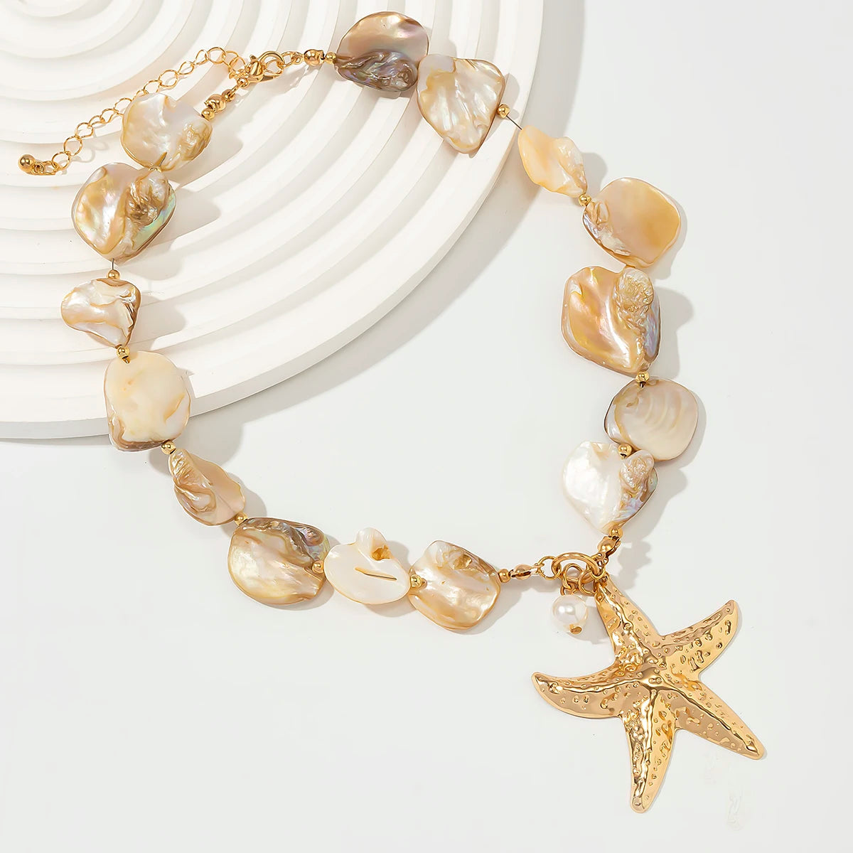 shell jewelry- shell necklace-starfish necklace- golden starfich necklace-golden shell necklace-shell necklace