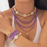 Handmade_Shell_Bracelet_Beaded_Necklace_Set-shell jewelry-boho style-beach outfit-boho chic style-bohemian jewelry-coastal look-beach style