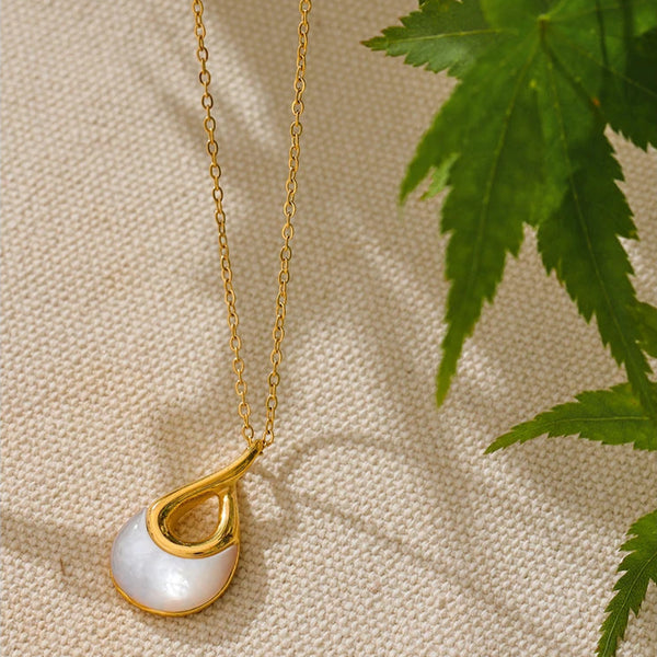 Infinity_Glow_Teardrop_Shell_Necklace-shell necklace-pendant shell necklace- nacre pendant-shell jewelry