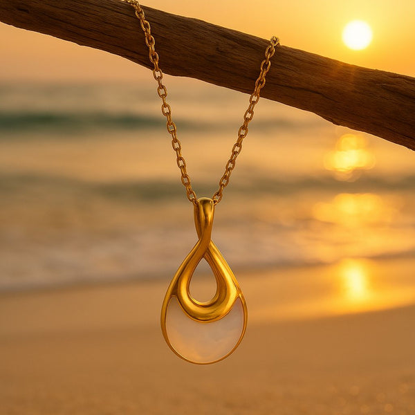 Infinity_Glow_Teardrop_Shell_Necklace-shell necklace-pendant shell necklace- nacre pendant-shell jewelry