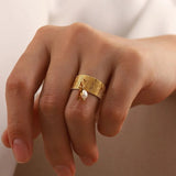 pearl ring- shell ring-starfish ring-shell jewelry band ring-gold pearl ring-charm ring