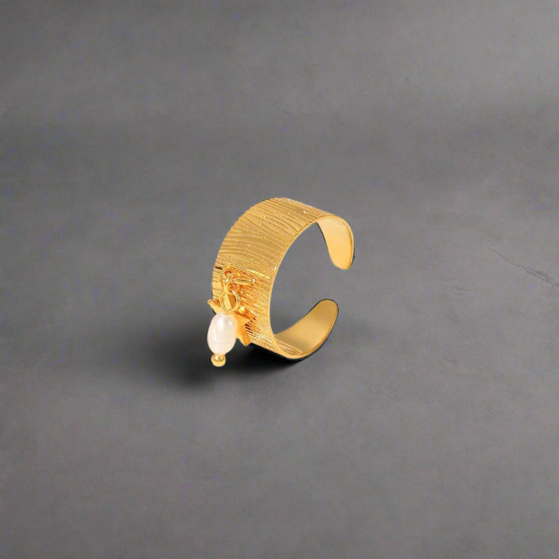 pearl ring- shell ring-starfish ring-shell jewelry band ring-gold pearl ring-charm ring