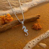 seahorse necklace-shell jewelry-silver necklace-golden necklace- ocean style necklace