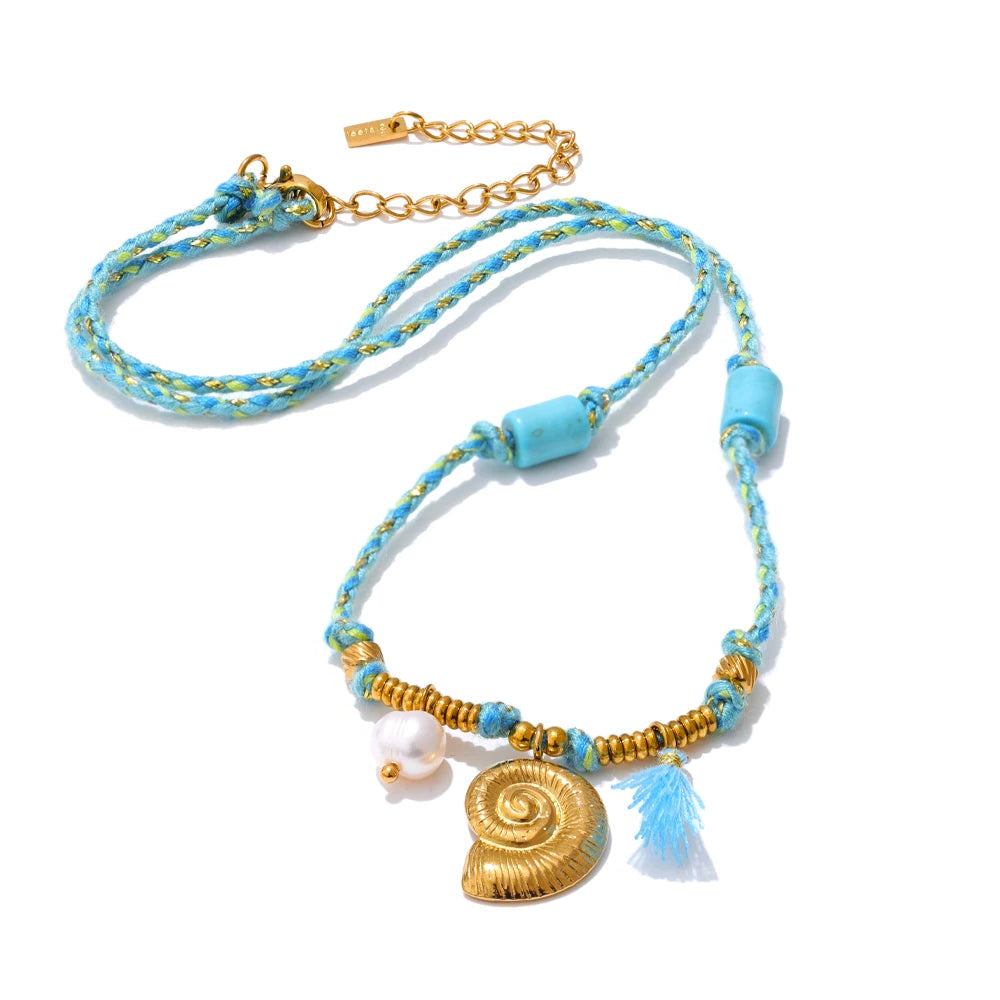 Nautilus_Gold_Shell_Pendant_Necklace- shell necklace-shell jewelry-turquoise necklace-nautilus charm shell necklace-boho style-beach outfit