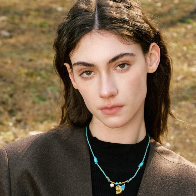 Nautilus_Gold_Shell_Pendant_Necklace- shell necklace-shell jewelry-turquoise necklace-nautilus charm shell necklace-boho style-beach outfit