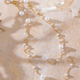 Ocean Whisper Double-Layer Pearl Necklace-layered pearl chain necklace-shellnecklace-shell jewelry-gold necklace-