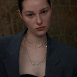 Ocean Whisper Double-Layer Pearl Necklace-layered pearl chain necklace-shellnecklace-shell jewelry-gold necklace-
