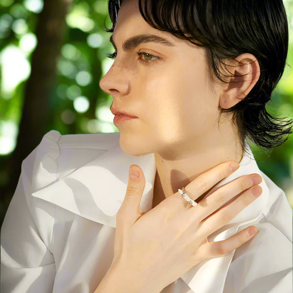 Ocean’s Whisper Ring-stunning Silver Wrapped Pearl Ring- beach style silver ring-bohemian silver ring-chic silver ringutyfull model