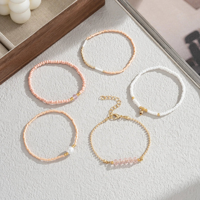 Pastel_Bead_Strand_Bracelets-shell jewelry-boho style-beach outfit-boho chic style-bohemian jewelry-coastal look-beach style