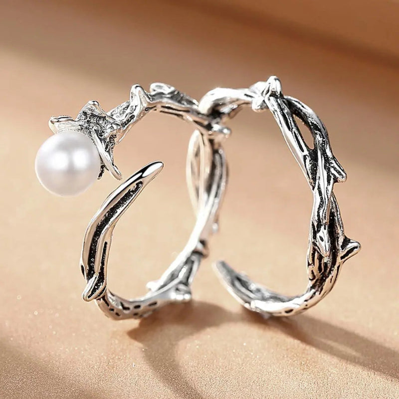 shell ring-pearl ring-silver ring-sterling silver ring-shell jewelry