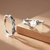 shell ring-pearl ring-silver ring-sterling silver ring-shell jewelry