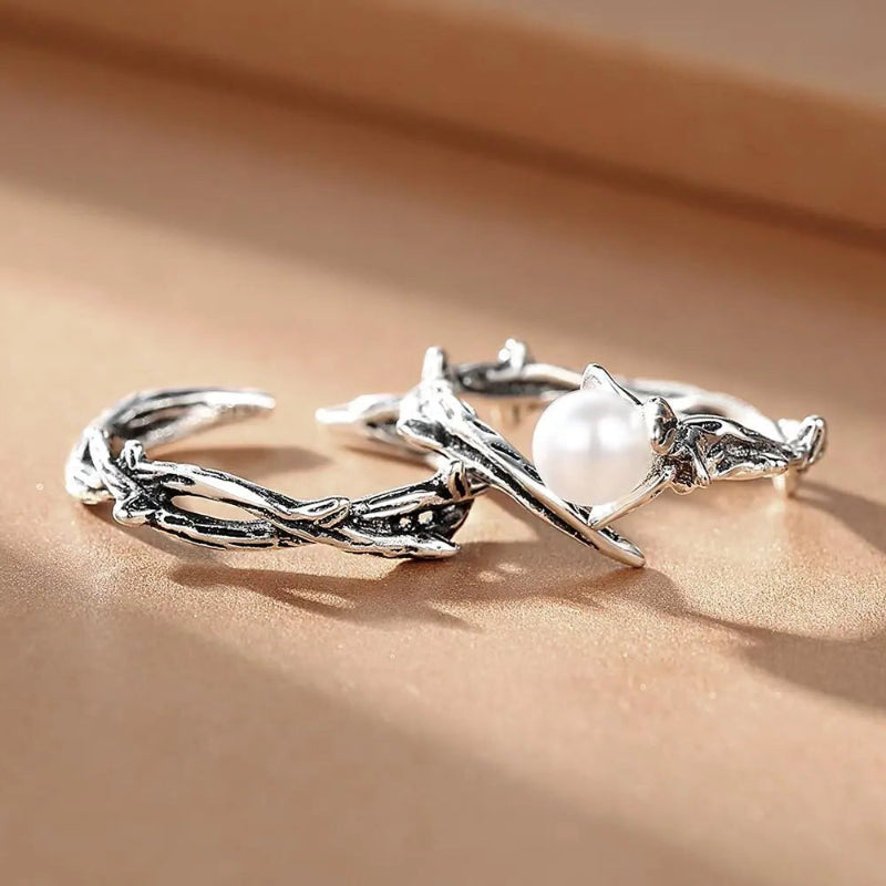 shell ring-pearl ring-silver ring-sterling silver ring-shell jewelry