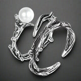 shell ring-pearl ring-silver ring-sterling silver ring-shell jewelry