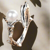 shell ring-pearl ring-silver ring-sterling silver ring-shell jewelry