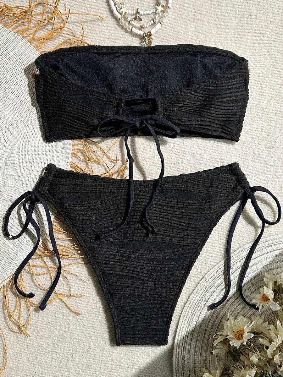 Shell-Adorned Bandeau Bikini Set