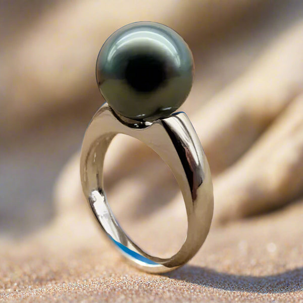 Pearl Ring-chic silver ring-925 sterling silver ring-pearl ring-black pearl ring