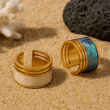 strata-cuff-shell-ring-white_shell ring-golden shell ring-shell ring-shell jewelry-beach outfit ring-beach style-boho style-bohemian jewelry