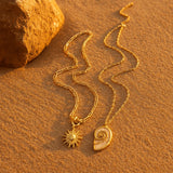 layered shell necklace- shell necklace-golden layered shell necklace-shell jewelry