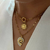 layered shell necklace- shell necklace-golden layered shell necklace-shell jewelry