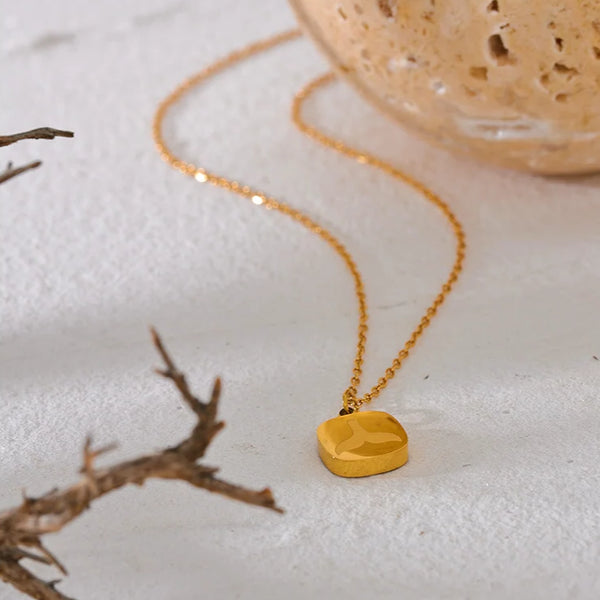 Sunbeam Square Shell Pendant Necklace-shell necklace-nacre pendant necklace-chaine necklace-gold necklace-shell jewelry