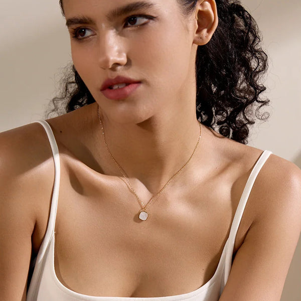 Sunbeam Square Shell Pendant Necklace-shell necklace-nacre pendant necklace-chaine necklace-gold necklace-shell jewelry